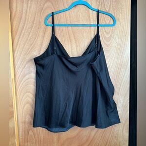 loft plus black flowy satin-like tank